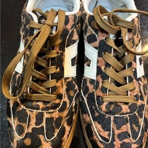 Leopard Print Sneakers with Brown Laces